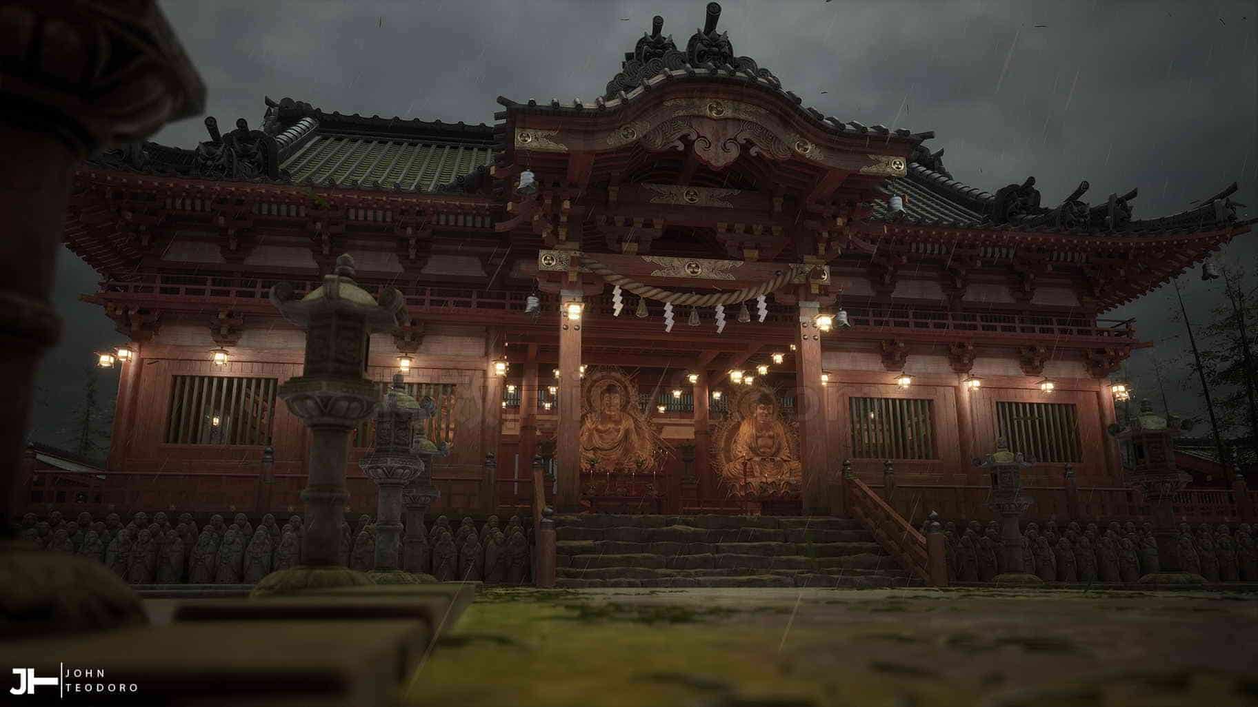 古风国风模型UE5023-Japanese-Temple雅典古代建筑日式风格UE5项目