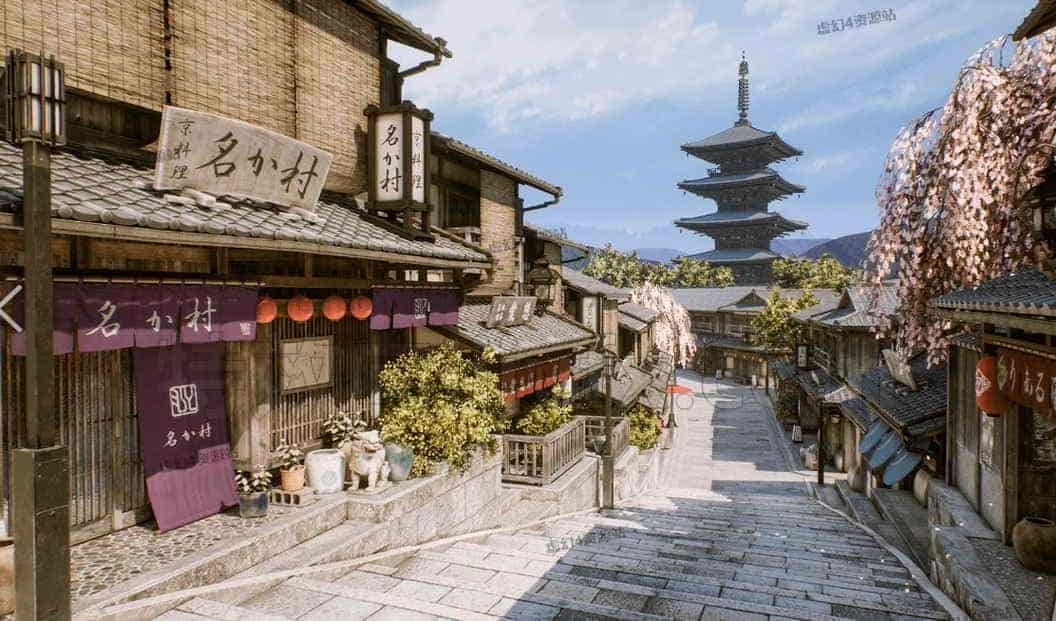 古风国风模型UE5025-Kyoto-Alley雅典古代建筑日式风格UE5项目
