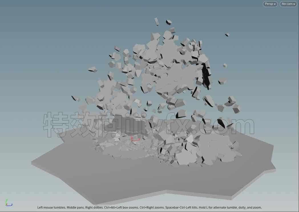houdini破碎地面爆破特效hip工程文件带pyro