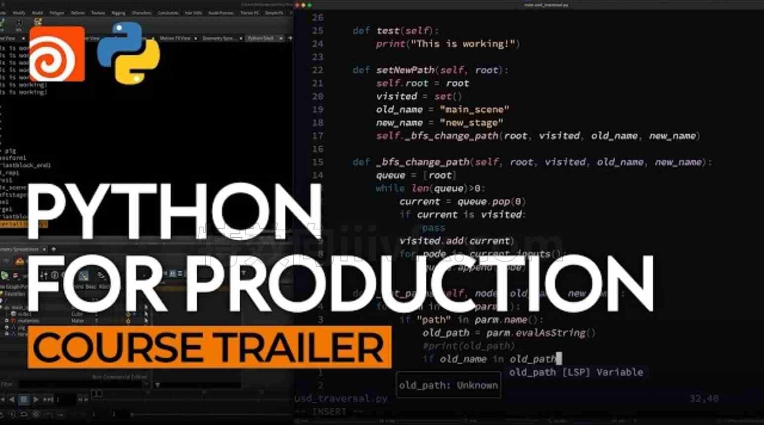 [已取消加密]Houdini中用于生产的专业VFX编码核心课程Python For Production In Houdini