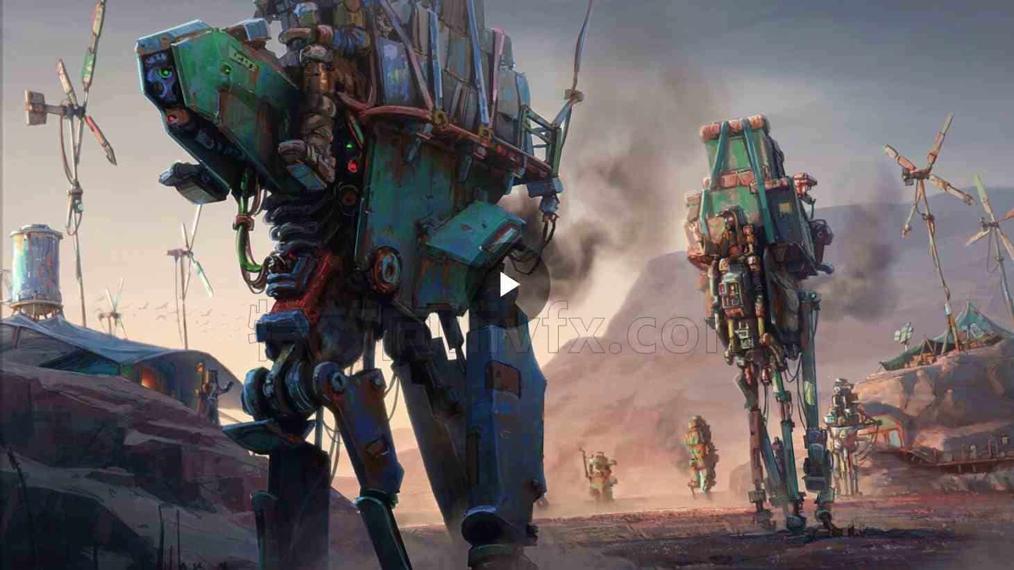 机甲插画与人物故事mech illustration with character & story