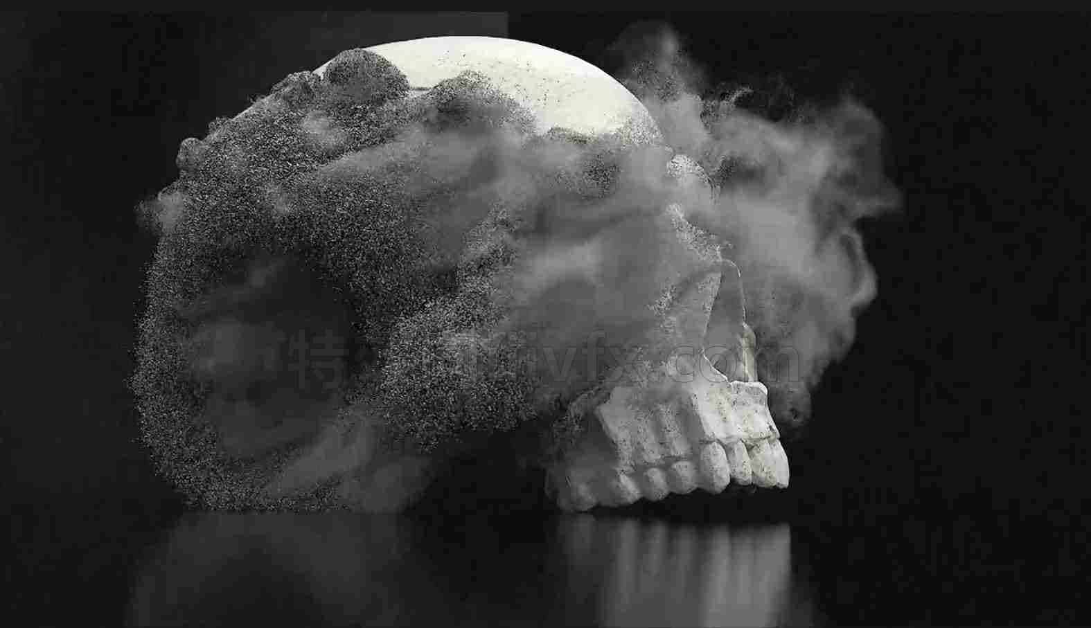 Houdini的溶解骷颅头消散效果hip工程Dissolving effects part 12 in Houdini