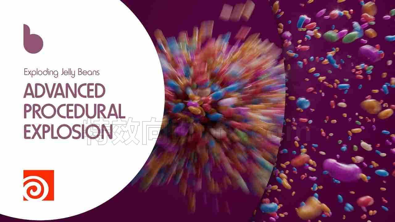 Houdini和MOPs中的高级程序糖果爆炸hip工程 Jelly Beans Explosion: Advanced Procedural Blast in Houdini (FINAL FILES)