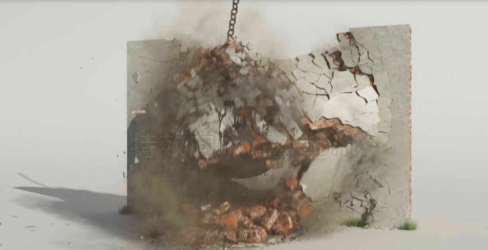 houdini19墙体撞击破碎灰尘hip工程B