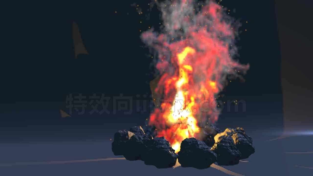 houdini篝火特效燃烧带风场hip工程文件