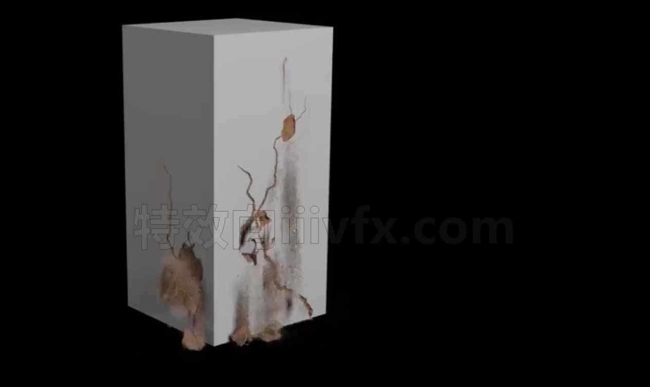 houdini墙体裂缝灰尘碎渣破碎特效hip工程文件