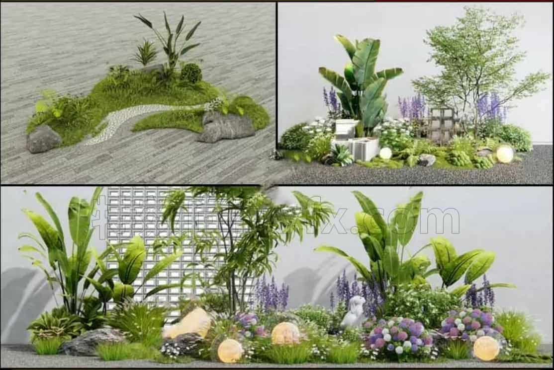 【素材】通用精美blender模型B花草树丛绿植物堆Rhino犀牛SU/C4D/3Dmax模型FBX/OBJ/MAYA