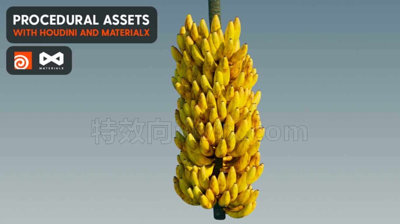 香蕉A使用Houdini和MaterialX进行程序资源和着色