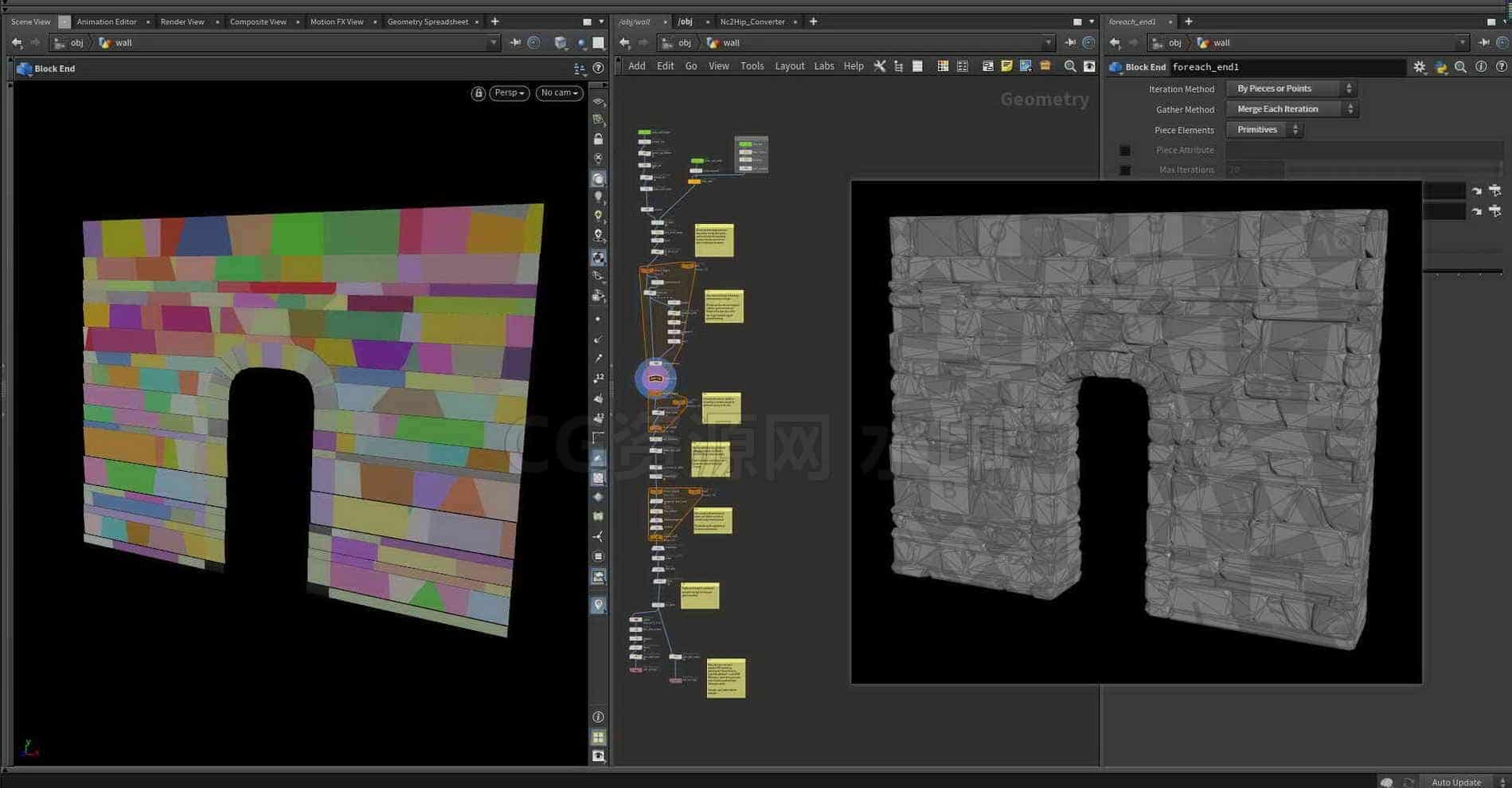 Houdini_砖墙工具-工具分享落于-B站/公众号:特效向