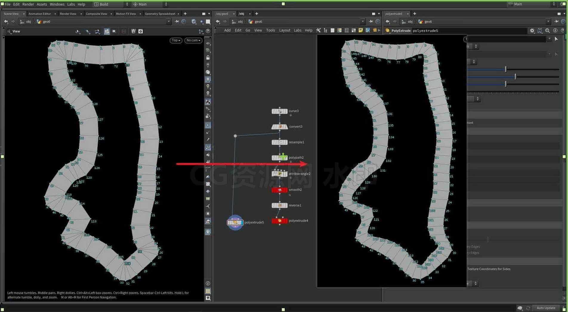 Houdini_优化挤出重叠-工具分享落于-B站/公众号:特效向