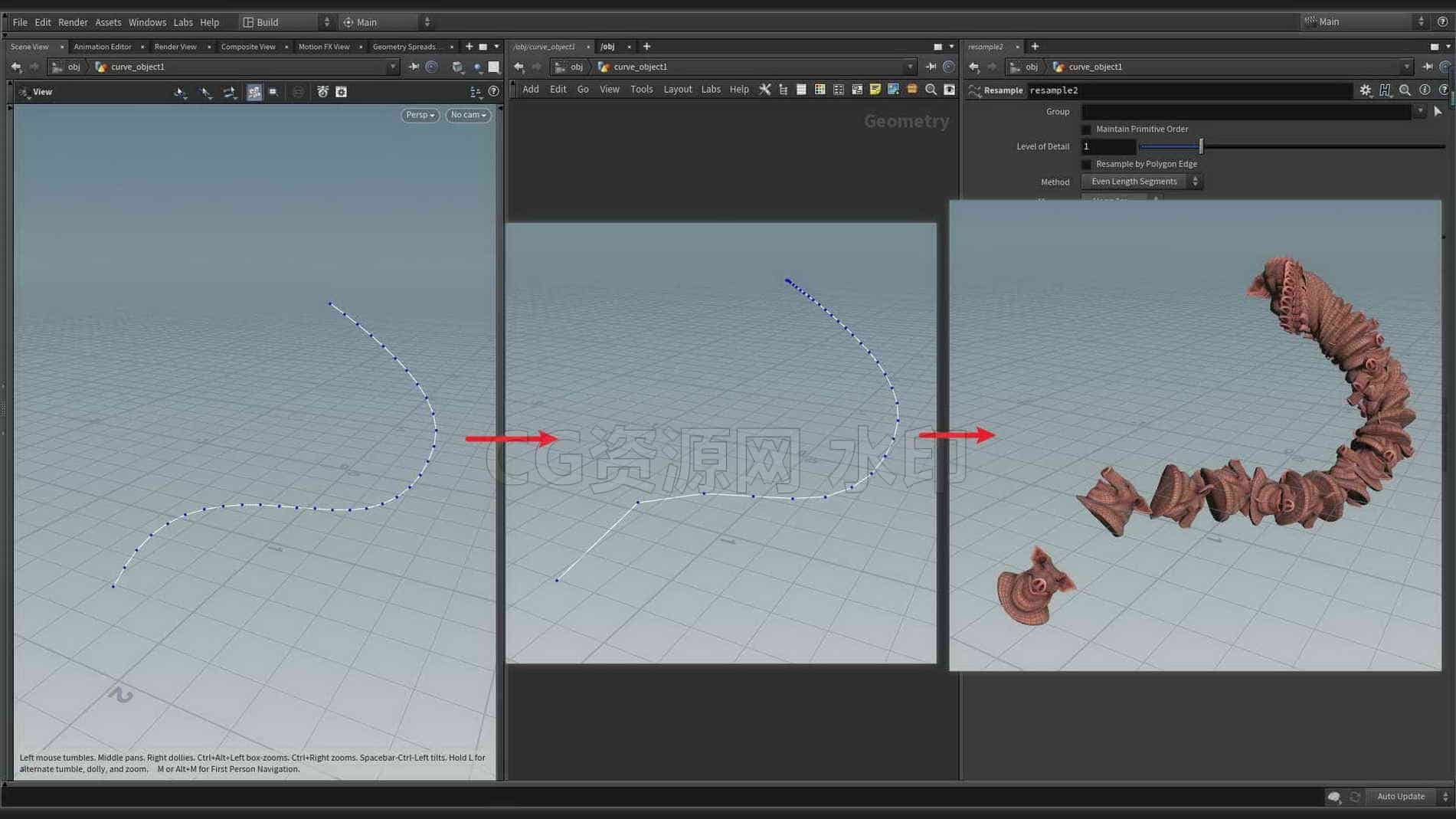 Houdini_曲线密度工具-工具分享落于-B站/公众号:特效向