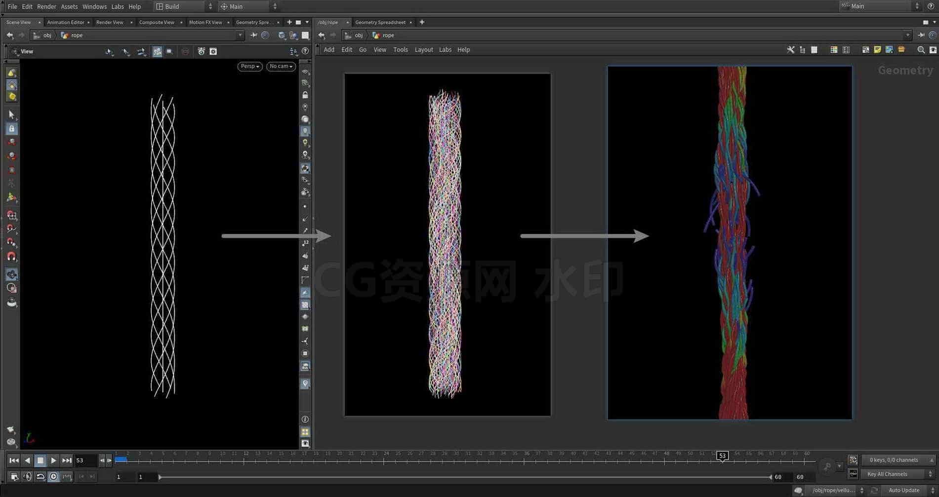 Houdini_绳子扯断效果-工具分享落于-B站/公众号:特效向