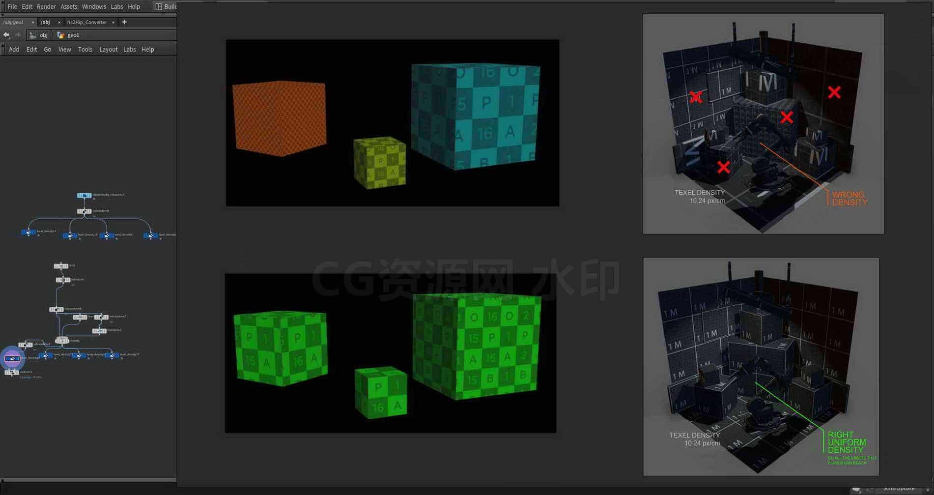 Houdini_UV密度统一像素密度的方法和理论-分享落于-B站/公众号:特效向