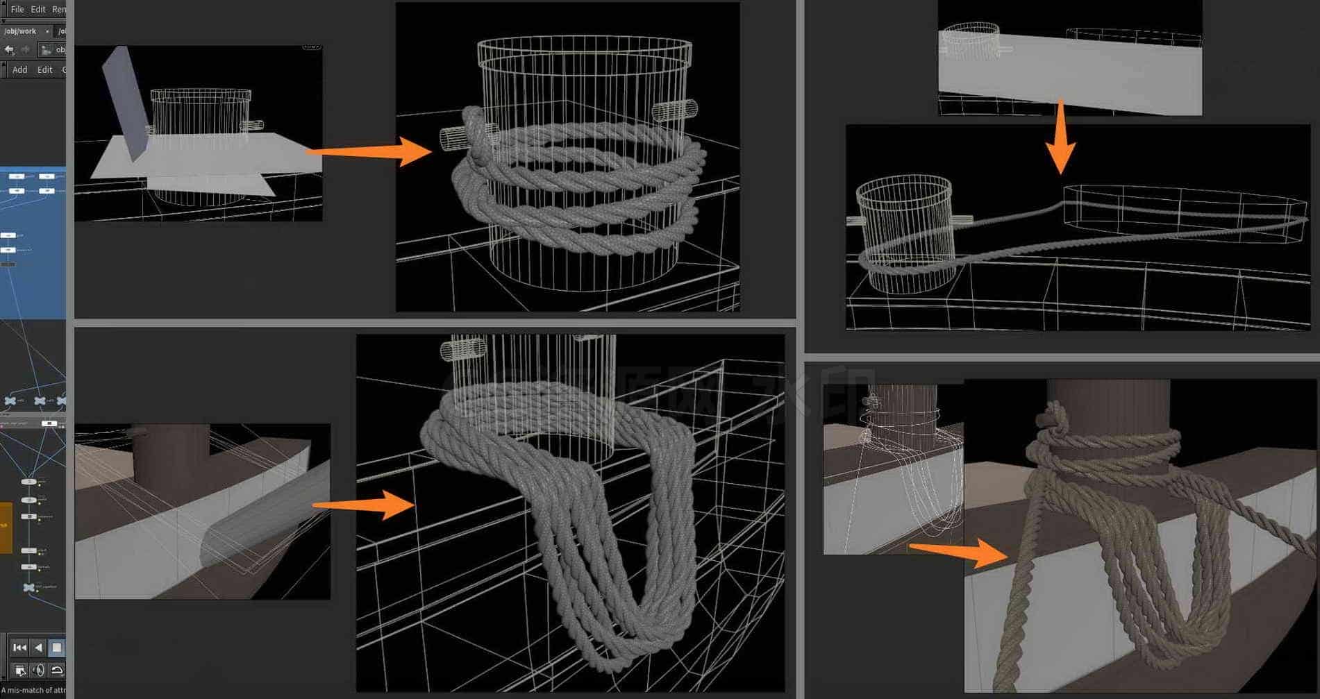 Houdini_快速制作绳子缠绕的效果-工具分享落于-B站/公众号:特效向