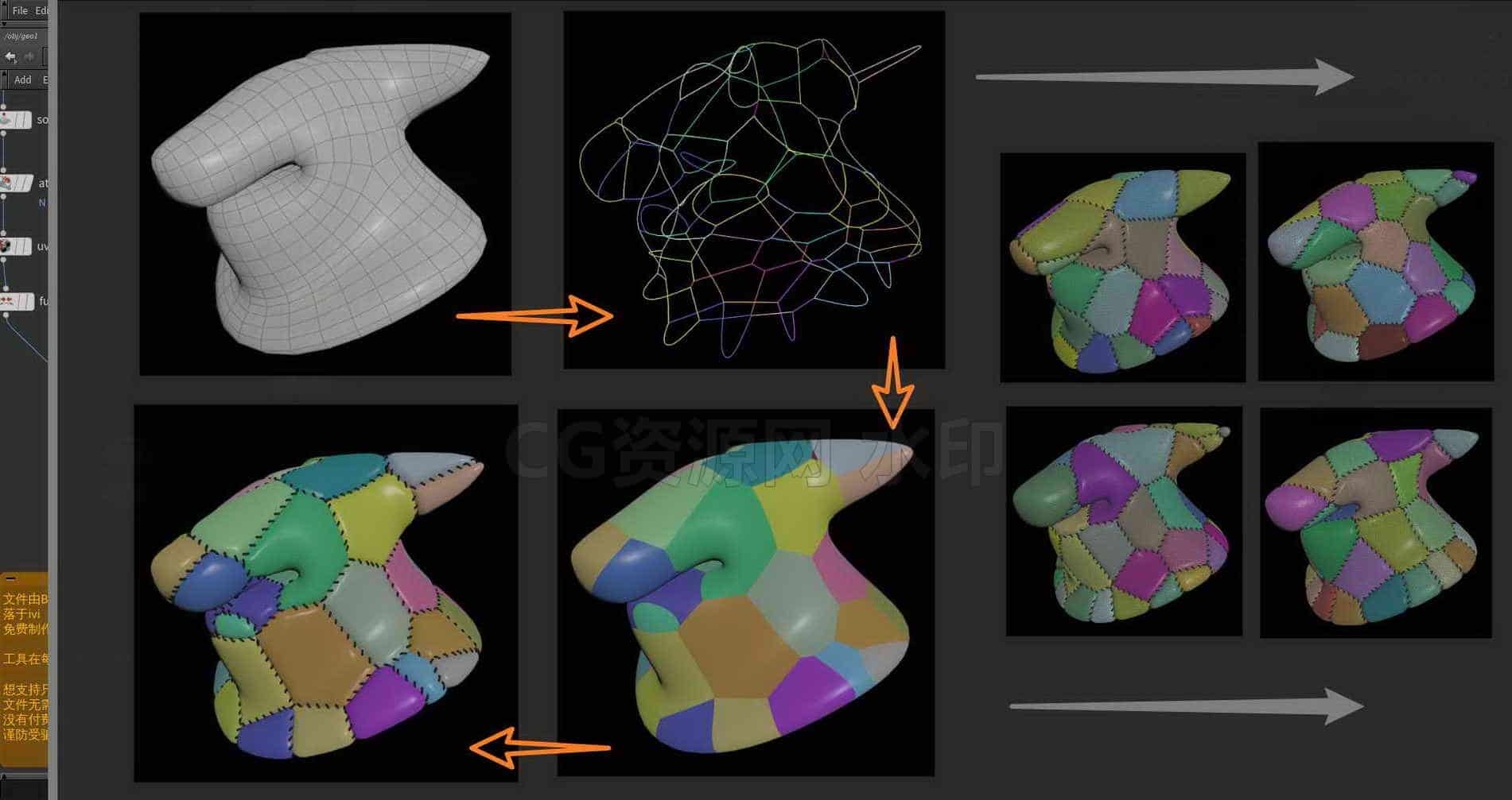 Houdini_一种制作缝合效果的思路-工具分享落于-B站/公众号:特效向