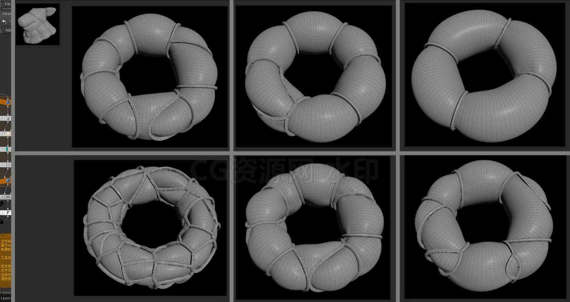 Houdini_在物体表面生成捆绑的效果-工具分享落于-B站/公众号:特效向
