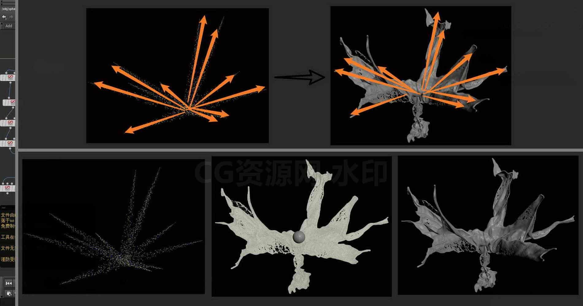 Houdini_基于爆炸发射源_更可控的制作水花效果-工具分享落于-B站/公众号:特效向