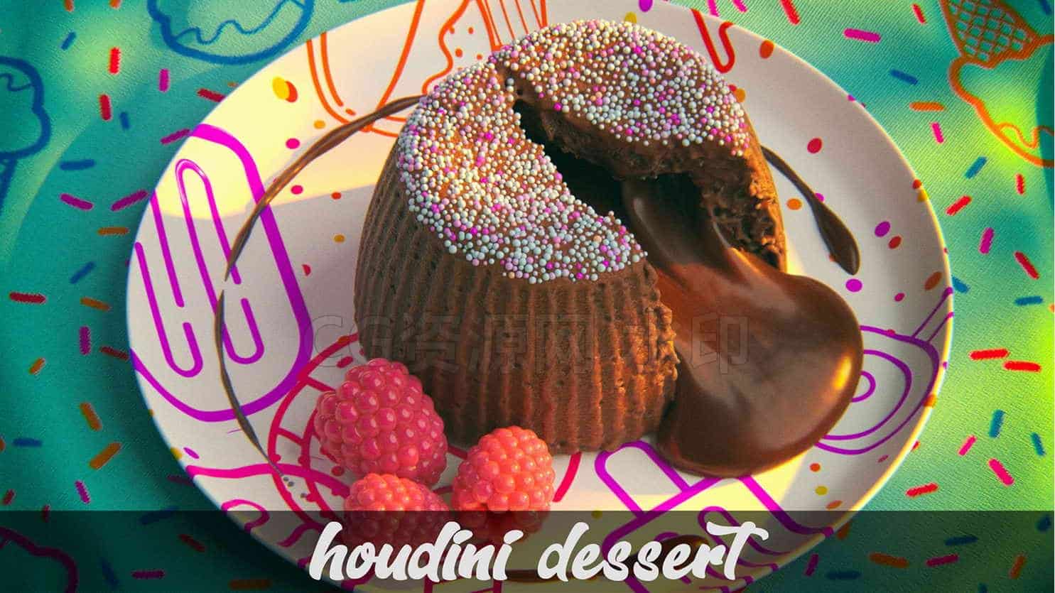 Houdini20.5巧克力蛋糕奶昔液体粘稠recorded in Houdini 20.5-B站/公众号:特效向