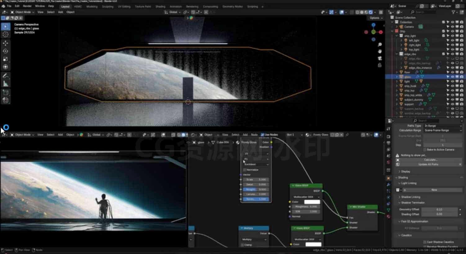 图片[3]-Blender科幻飞船电影场景建模渲染教程Blender 3D Create a Realistic Sci-Fi Movie Scene-B站/公众号:特效向