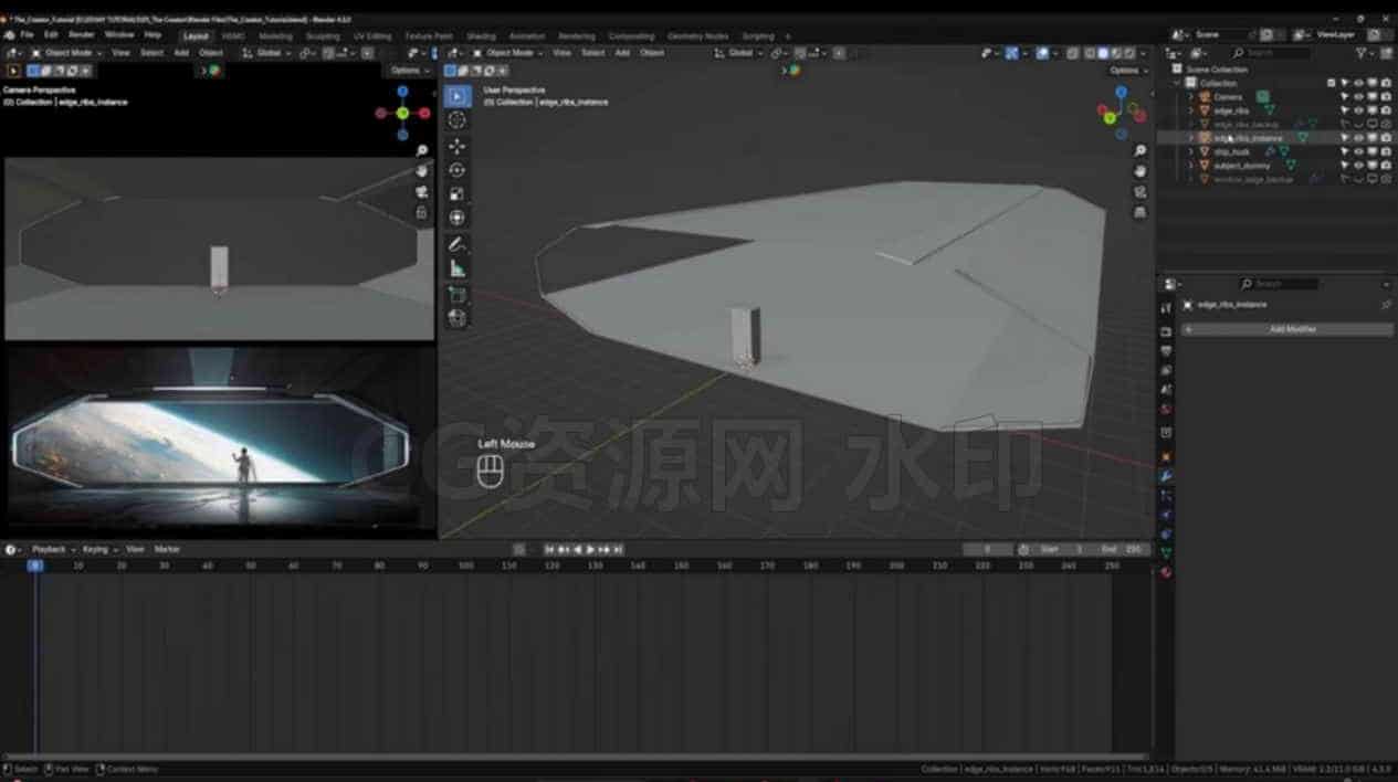 Blender科幻飞船电影场景建模渲染教程Blender 3D Create a Realistic Sci-Fi Movie Scene-B站/公众号:特效向