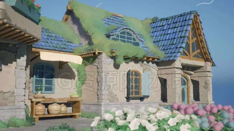 图片[3]-UE5卡通风格化房子蔚蓝山坡山丘场景模型虚幻5 Stylized Azure Hillside-B站/公众号:特效向