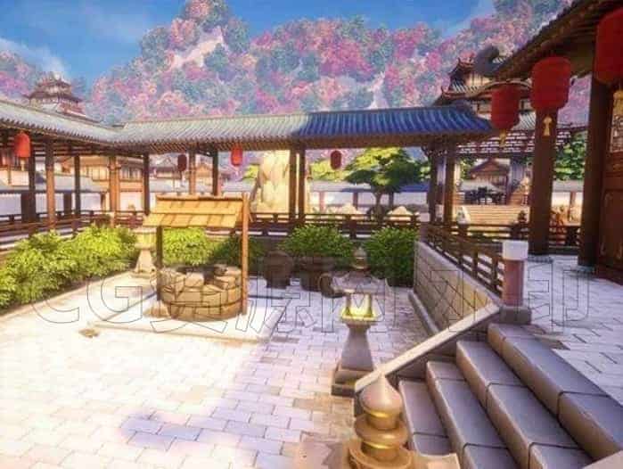 图片[4]-UE4/UE5风格化古建筑卡通瓦房庭院建筑场景-B站/公众号:特效向