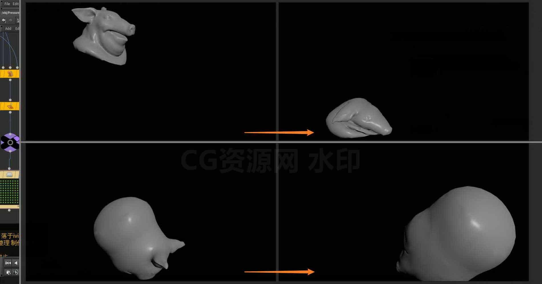 Houdini_驱动静止长度_获得随时间_充气效果-工具分享落于-B站/公众号:特效向