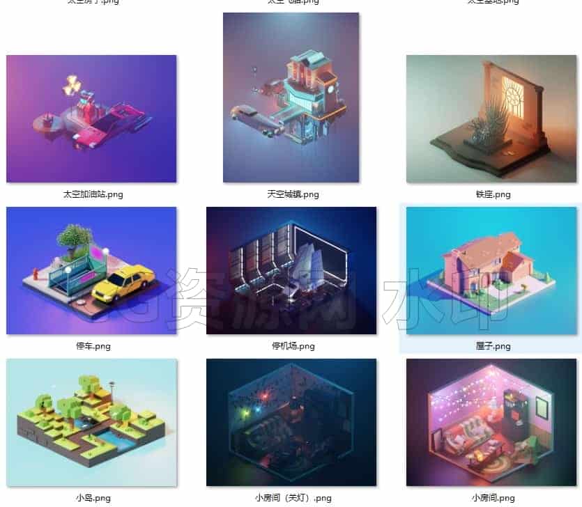 图片[5]-blender场景卡通模型103款素材设计源文件建筑渲染工程3D科技lowpoly-B站/公众号:特效向