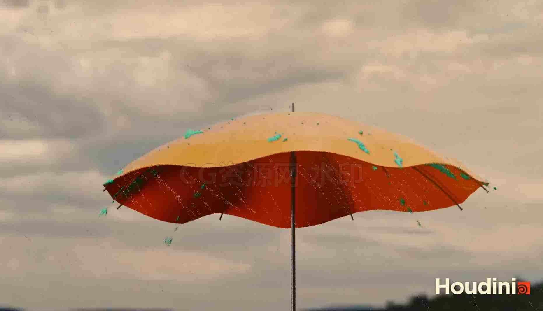 houdini狂风下雨与伞布料交互-B站/公众号:特效向