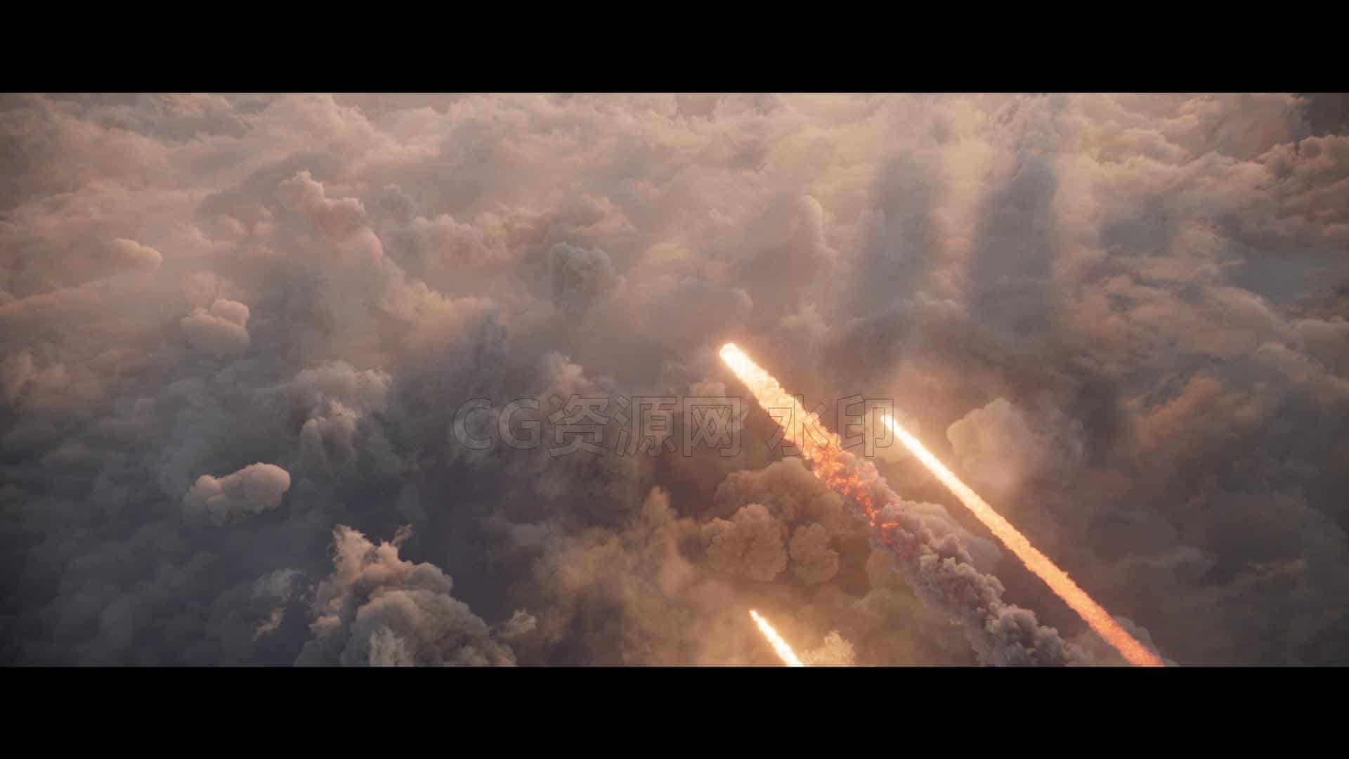 丝滑震撼！Houdini流星穿越云层火焰拖尾 Cinematic Clouds & Asteroid CG Deep Compositing Chapter Two两部全-B站/公众号:特效向