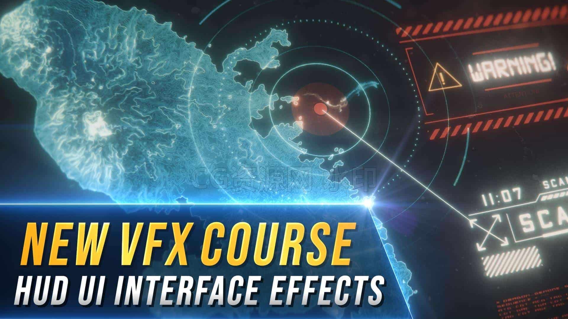 在After Effects中创建显示UI 3D地图科技指示菜单AE HUD FXAfter Effects UI HUD FX Head Up Display-B站/公众号:特效向