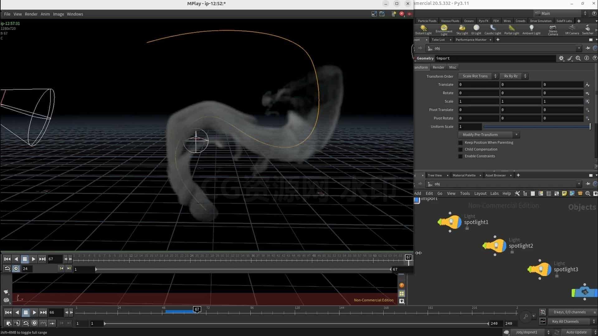 图片[3]-Houdini构建自定义气体微解算器DOPs旋涡漩涡曲线路径The Ultimate Houdini DOPs: Gas Microsolvers & Custom Forces-B站/公众号:特效向