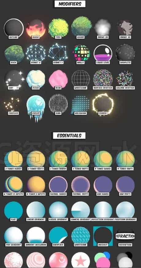 图片[2]-【素材】Blender材质库-卡通材质 描边缘发光轮廓三渲二材质-B站/公众号:特效向