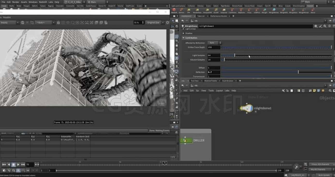 图片[3]-Houdini变形金刚触手摧毁大楼倒塌RBD破碎场景 Recreating the Driller Scene in Houdini and Redshift！Houdini变形金刚触手摧毁大楼RBD破碎场景 Recreating the Driller Scene in Houdini and Redshift-B站/公众号:特效向