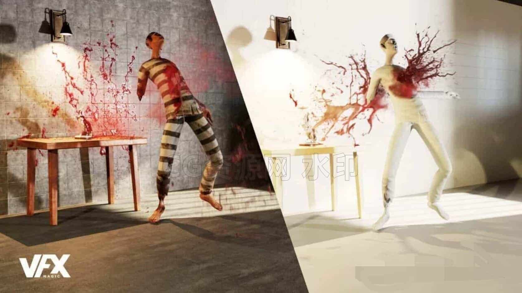 Houdini特效血液射击破碎炸裂飞溅喷溅效果Houdini Blood Splatter Effect-B站/公众号:特效向