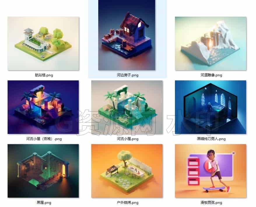 图片[11]-blender场景卡通模型103款素材设计源文件建筑渲染工程3D科技lowpoly-B站/公众号:特效向