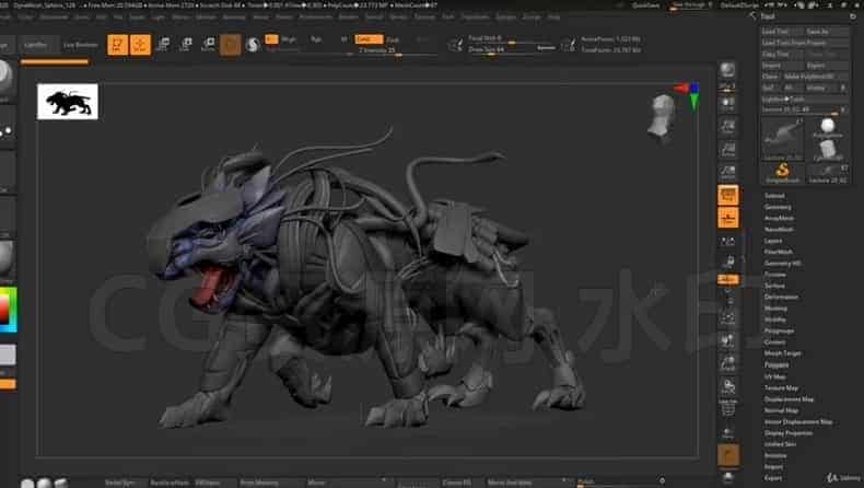 图片[3]-Zbrush硬面生物《机械狮》zb建模-B站/公众号:特效向