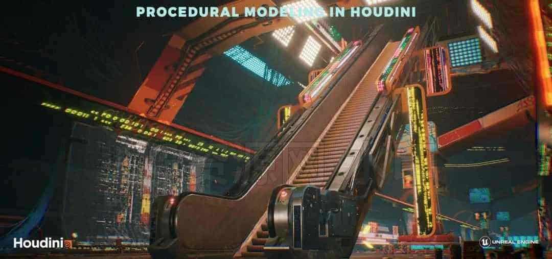 第131篇 Houdini19&UE4程序化扶梯楼梯Houdini Tutorial Procedural Modeling [escalator]虚幻搜索-B站/公众号:特效向