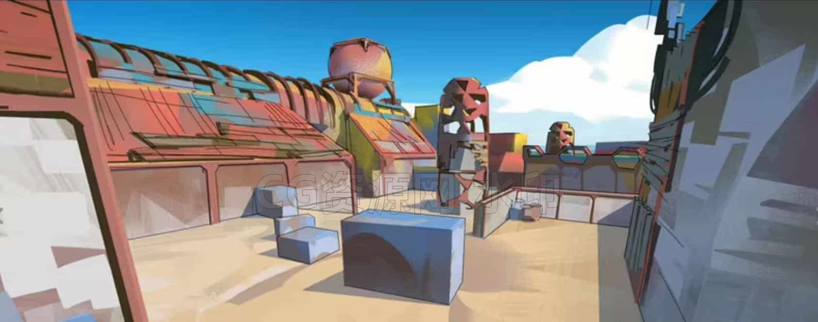 图片[2]-Blender三辅二Riot风概念场景美术在Blender中创建Valoran风格化环境3辅2D设计-B站/公众号:特效向