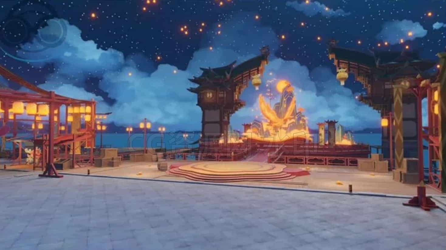 图片[2]-blender中国古风建筑海上主城街道广场节日张灯结彩3D场景模型-B站/公众号:特效向