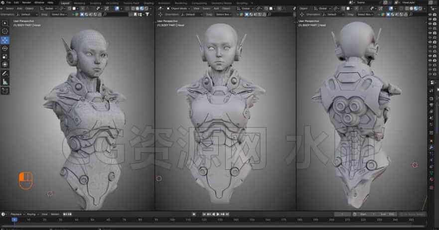 图片[2]-Blender 风格化机械角色雕刻教程Flycat – Robot Girl Character CreationBlender-B站/公众号:特效向