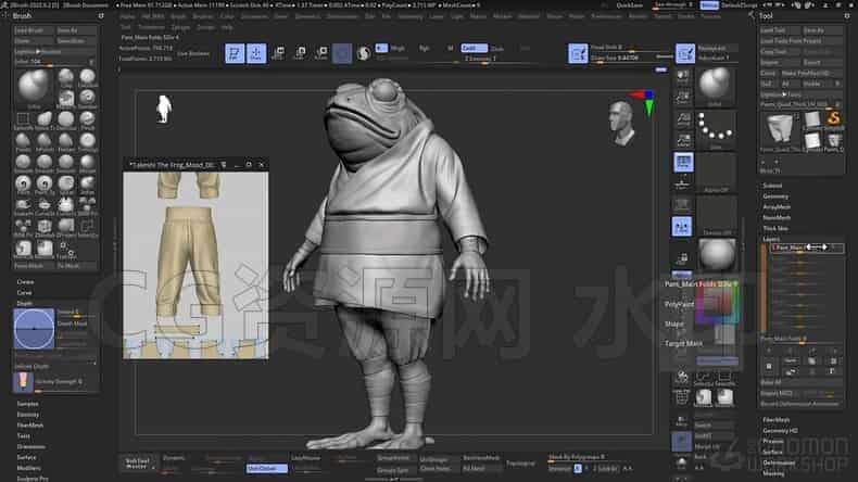 图片[4]-多软件全流程写实背篓蛤蟆角色设计(完结)无密ZBrush、Maya、Substance Painter Arnold-B站/公众号:特效向