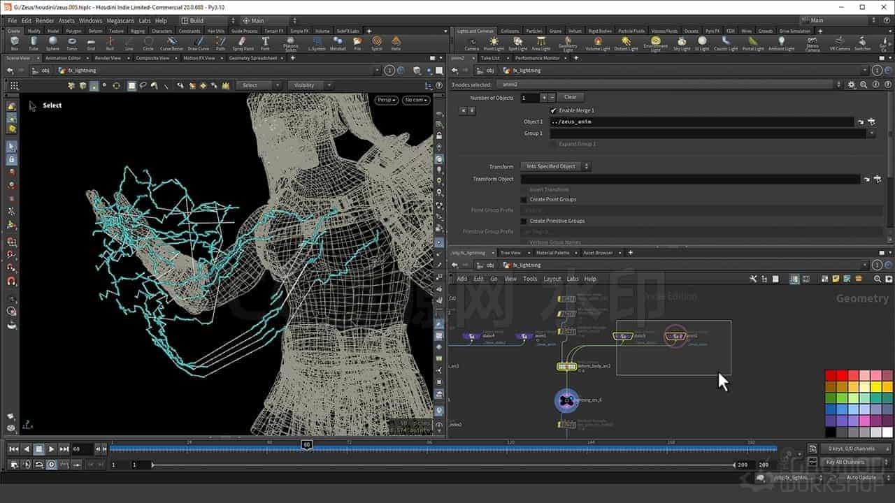 图片[3]-Houdini20.5闪电兵与电流效果雷电效应特效Lightning & Electricity Effects-B站/公众号:特效向
