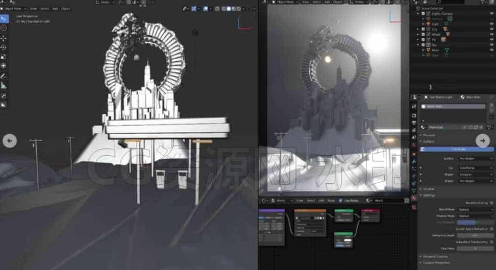 图片[3]-Blender打造震撼夜景都市概念艺术课程视频【机翻中字】-B站/公众号:特效向