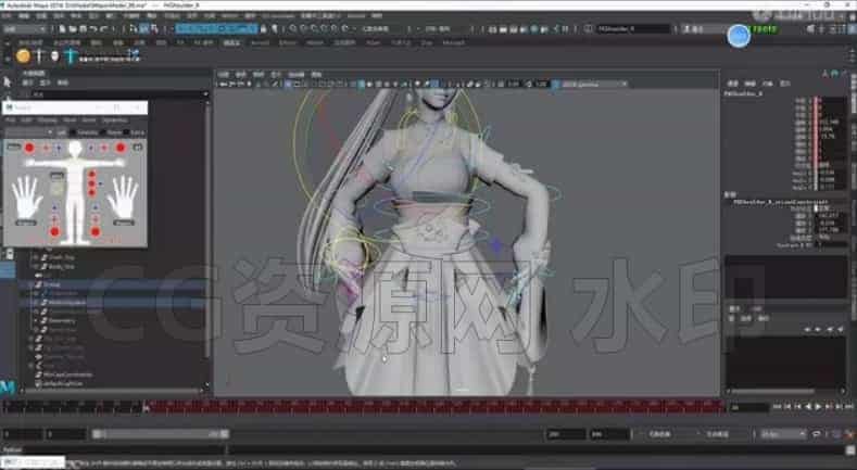 图片[4]-Maya教程 adv全流程绑定教程 古风少女 面部绑定，身体绑定，服装绑定，毛发动力学，动画重定向，ue5合成渲染，文件全-B站/公众号:特效向