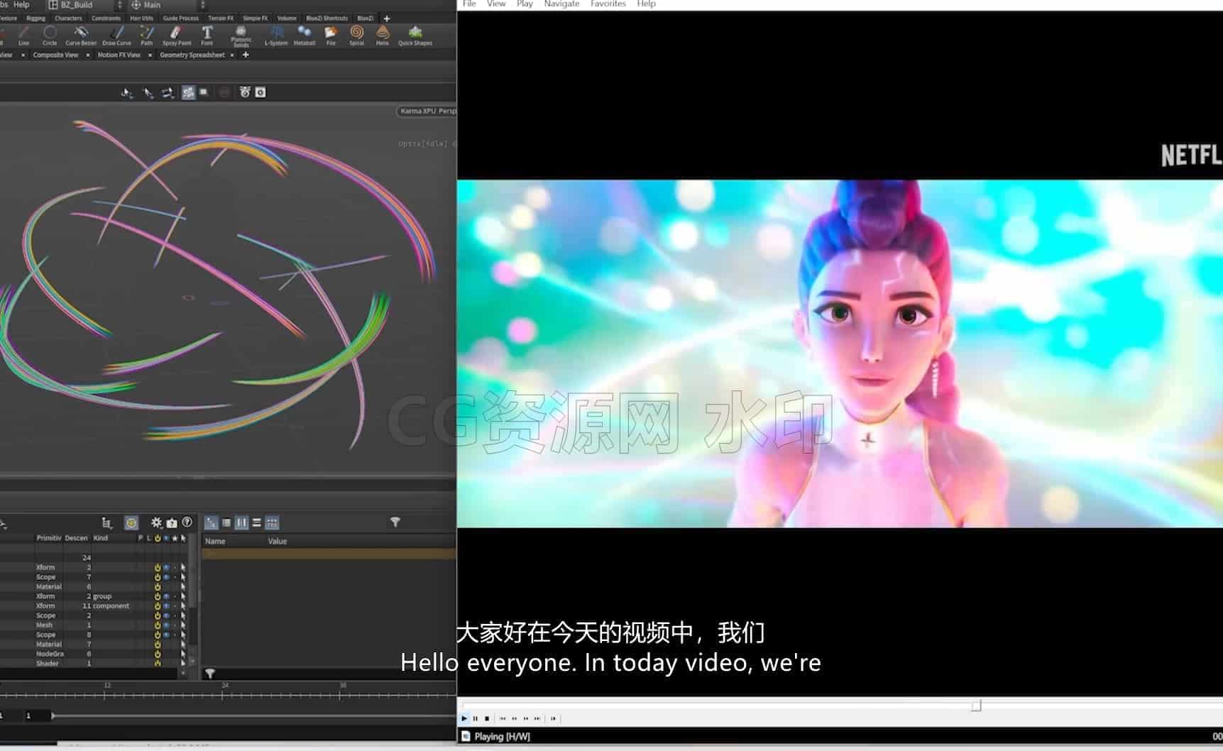 图片[3]-Houdini角色周围缠绕光效线圈炫光拖尾-B站/公众号:特效向