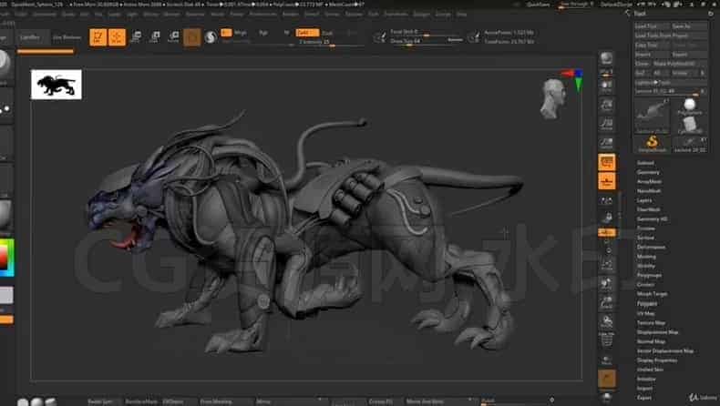 图片[2]-Zbrush硬面生物《机械狮》zb建模-B站/公众号:特效向