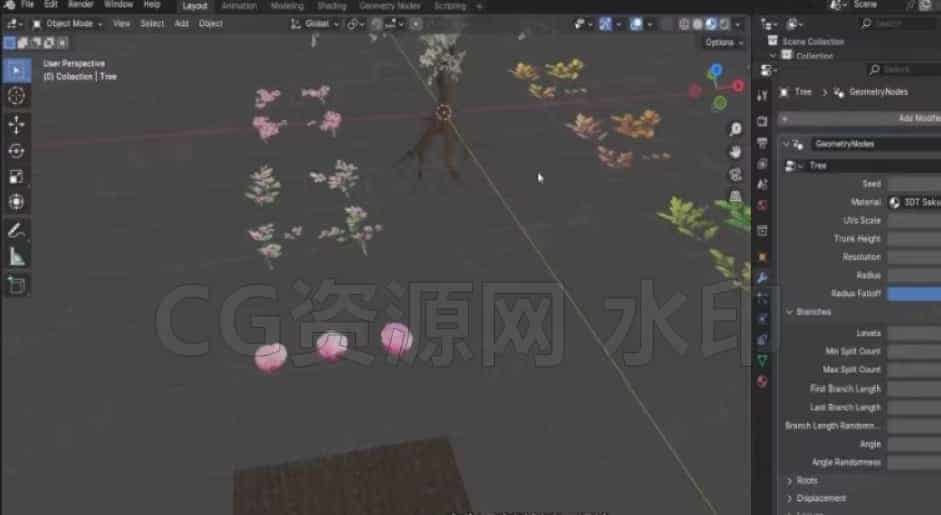 图片[3]-从基础到高级技巧使用Blender几何节点创建3D树-B站/公众号:特效向