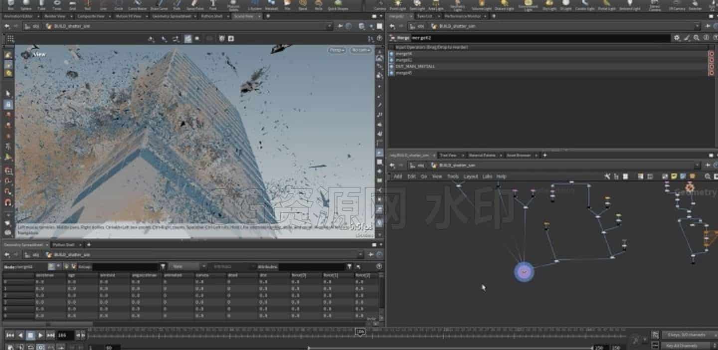 图片[5]-Houdini变形金刚触手摧毁大楼倒塌RBD破碎场景 Recreating the Driller Scene in Houdini and Redshift！Houdini变形金刚触手摧毁大楼RBD破碎场景 Recreating the Driller Scene in Houdini and Redshift-B站/公众号:特效向