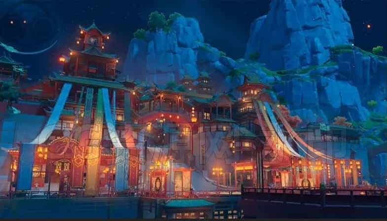图片[3]-blender中国古风建筑海上主城街道广场节日张灯结彩3D场景模型-B站/公众号:特效向